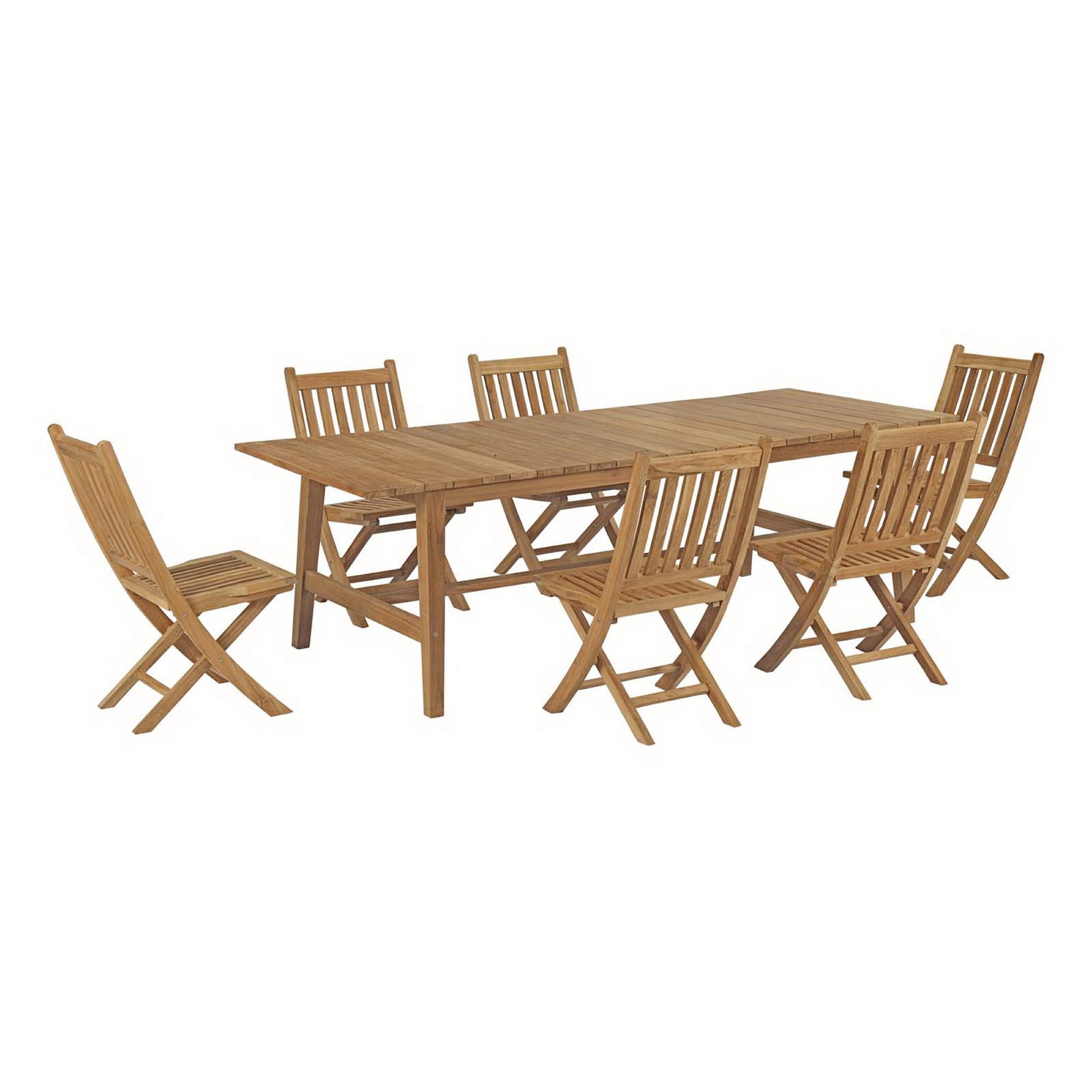 Marina 7 Piece Outdoor Patio Teak Dining Set - Natural