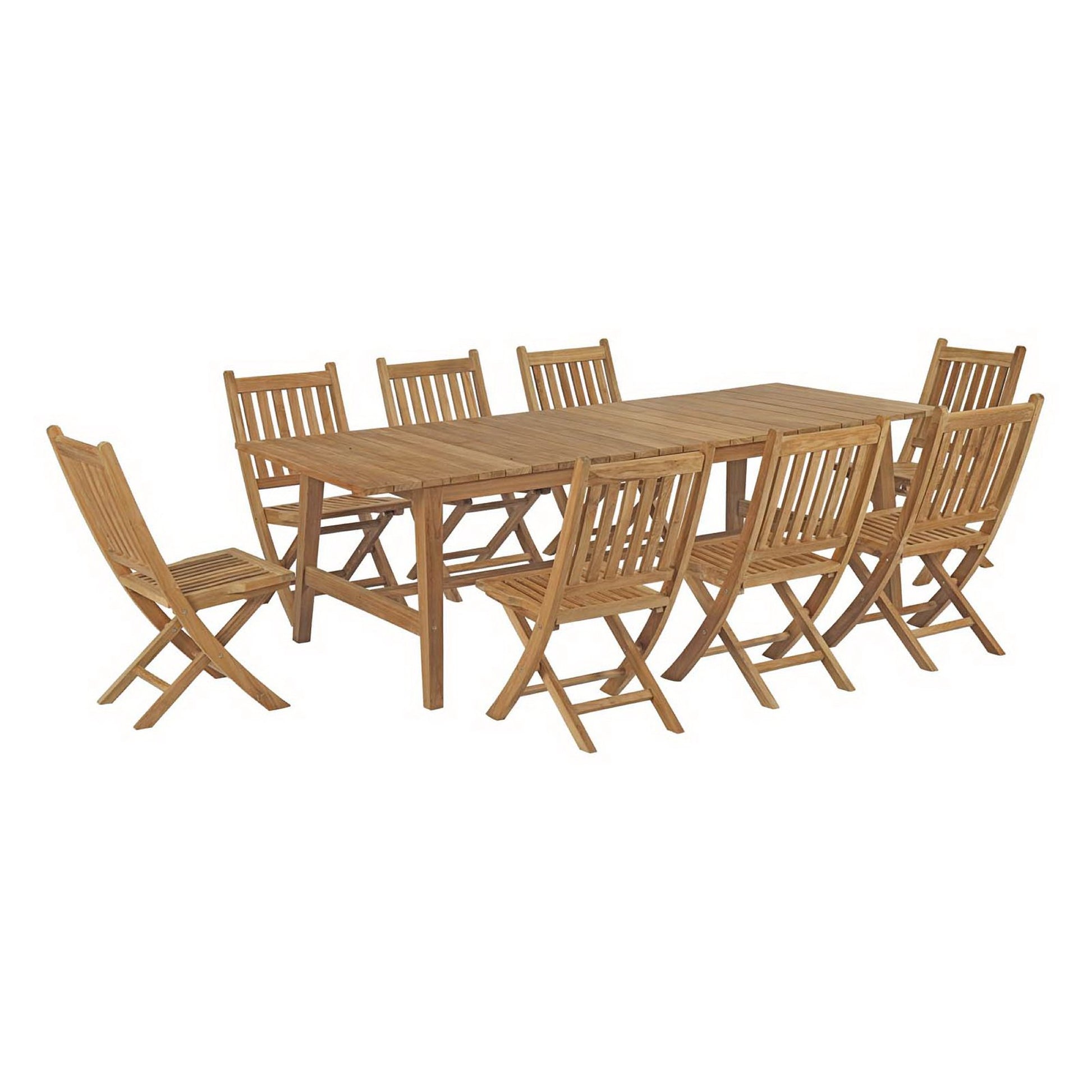 Marina 9 Piece Outdoor Patio Teak Dining Set - Natural