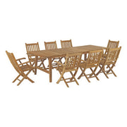 Marina 9 Piece Outdoor Patio Teak Dining Set - Natural