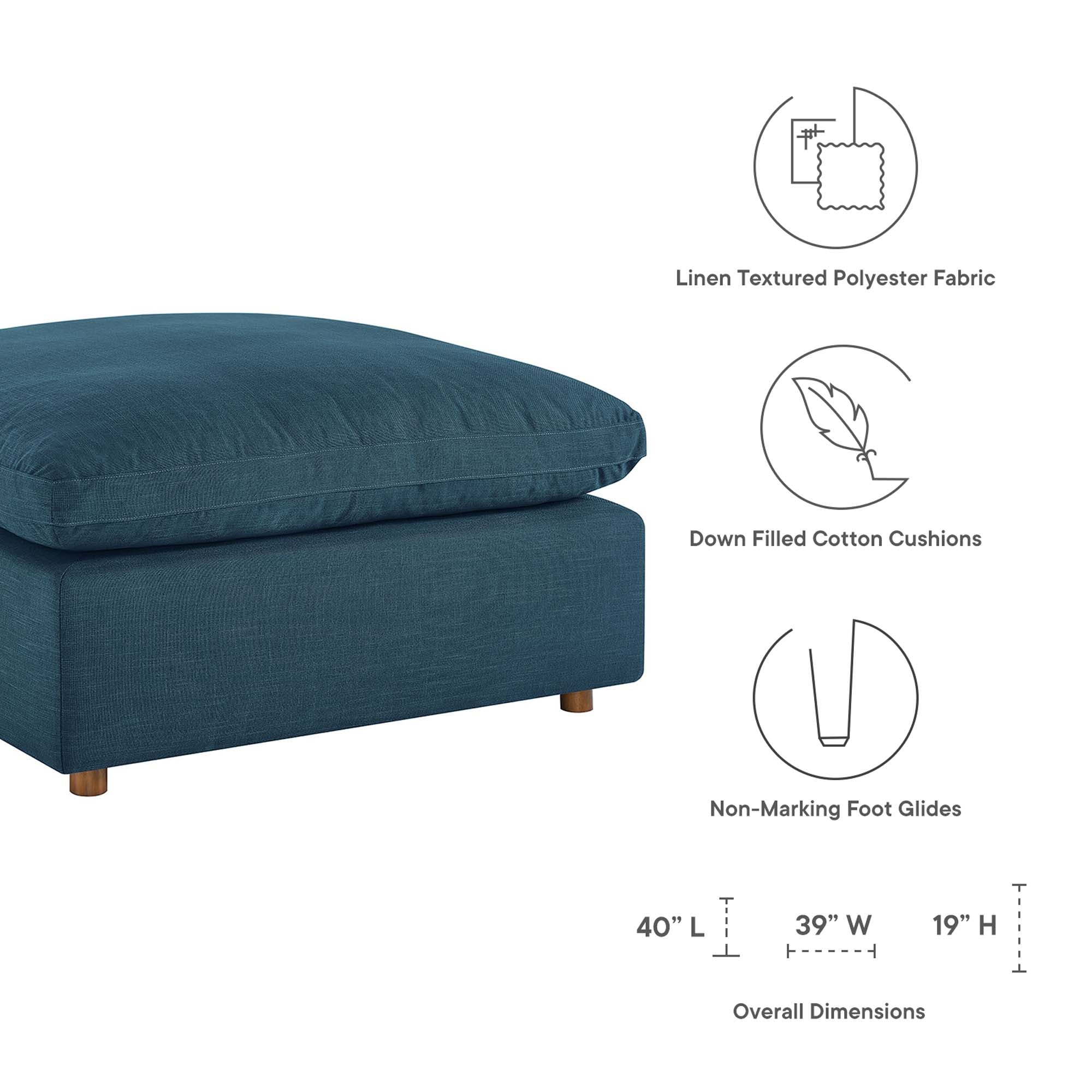 Commix Down Filled Overstuffed Ottoman - Black