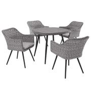 Endeavor 5 Piece Outdoor Patio Wicker Rattan Dining Set - Gray Gray