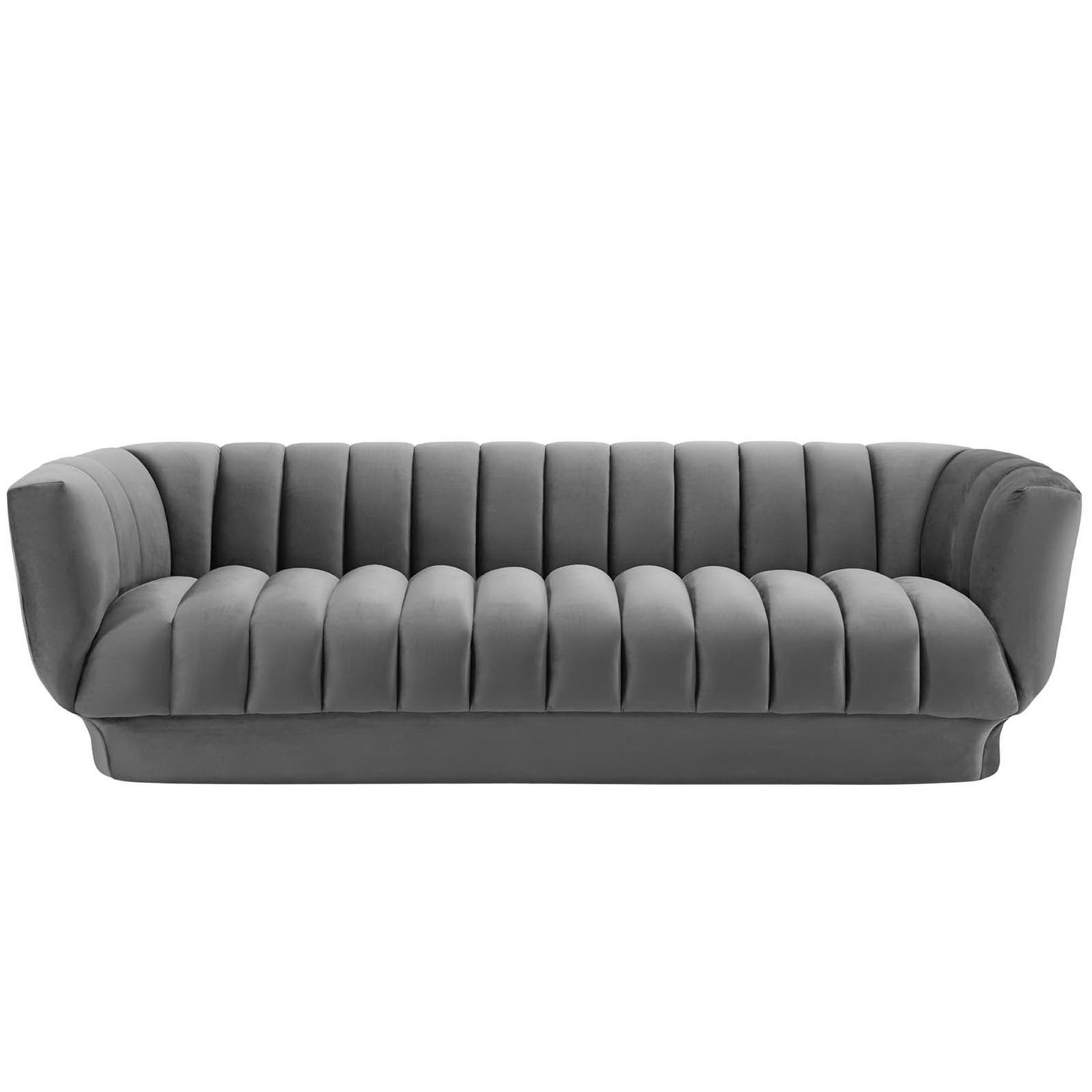 Entertain Vertical Channel Tufted Performance Velvet Sofa - Gray