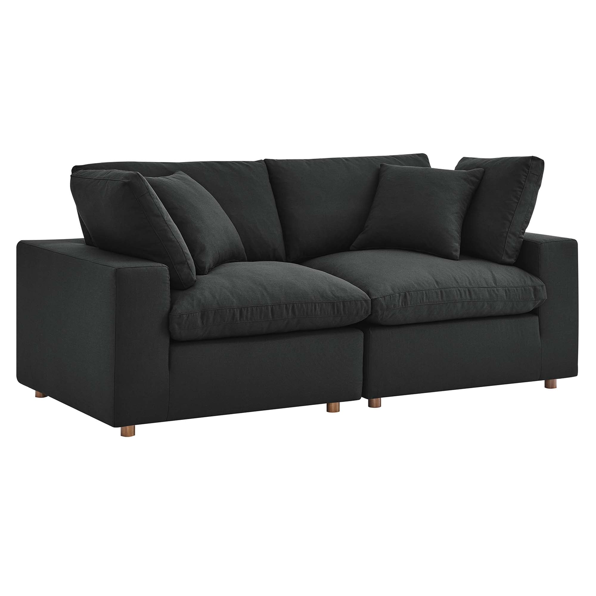 Commix Down Filled Overstuffed 2 Piece Sectional Sofa Set - Black