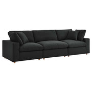Commix 3 Piece Down Filled Overstuffed Sectional Sofa Set - Black
