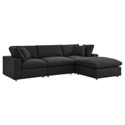 Commix 4 Piece Down Filled Overstuffed Sectional Sofa Set - Black