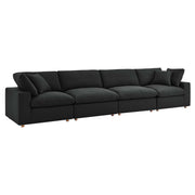 Commix 4 Piece Down Filled Overstuffed Sectional Sofa Set - Black