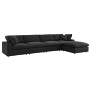 Commix 5 Piece Down Filled Overstuffed Sectional Sofa Set - Black