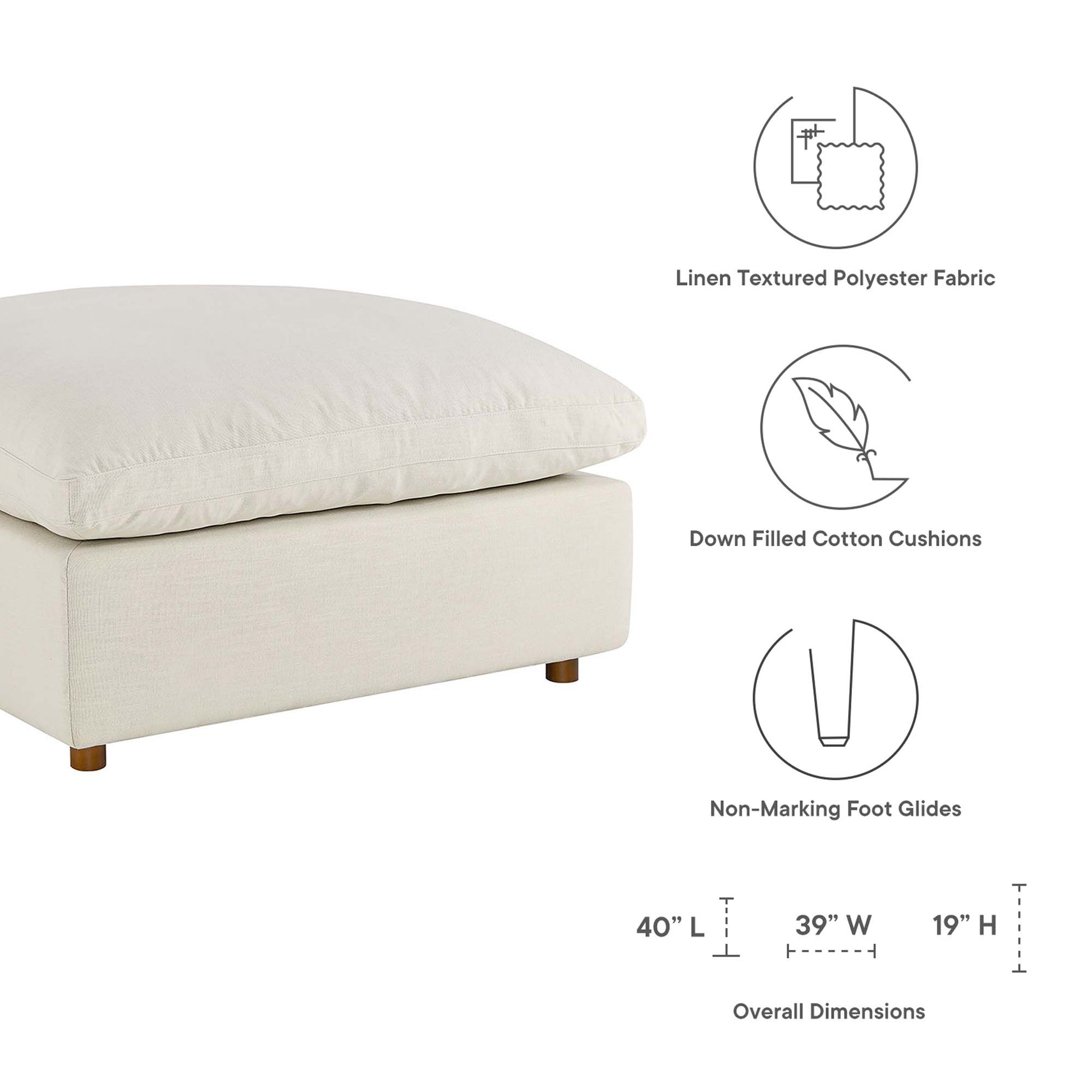 Commix 5 Piece Down Filled Overstuffed Sectional Sofa Set