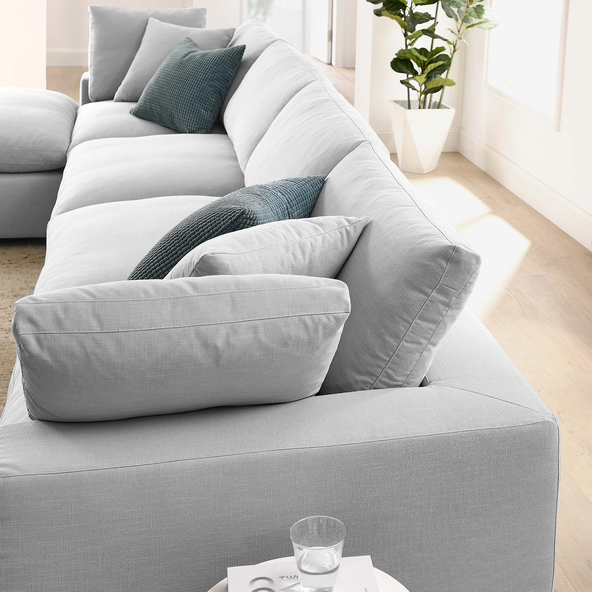 Commix 5 Piece Down Filled Overstuffed Sectional Sofa Set