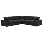 Commix 5 Piece Down Filled Overstuffed Sectional Sofa - Black