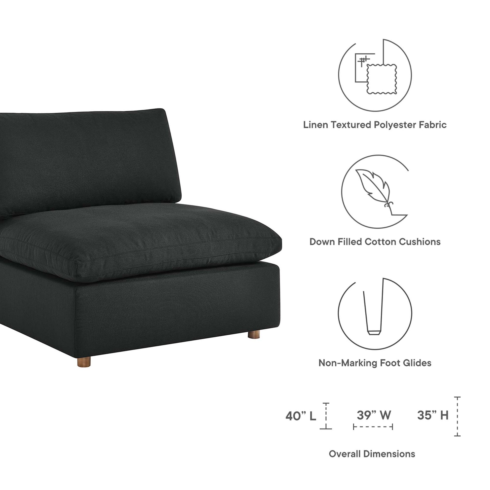 Commix 5 Piece Down Filled Overstuffed Sectional Sofa - Light Gray
