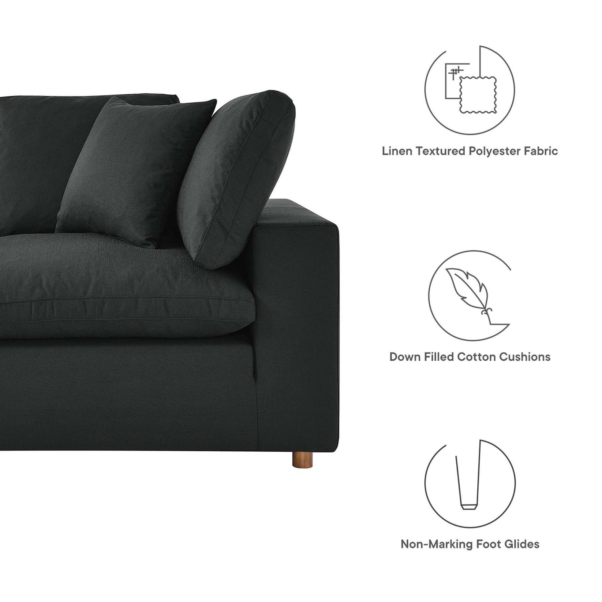 Commix 5 Piece Down Filled Overstuffed Sectional Sofa - Pure White