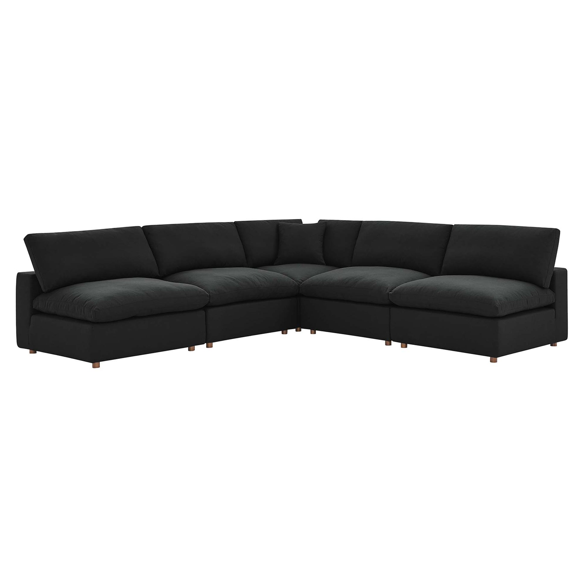 Commix 5-Piece Down Filled Overstuffed Armless Sectional Sofa - Black