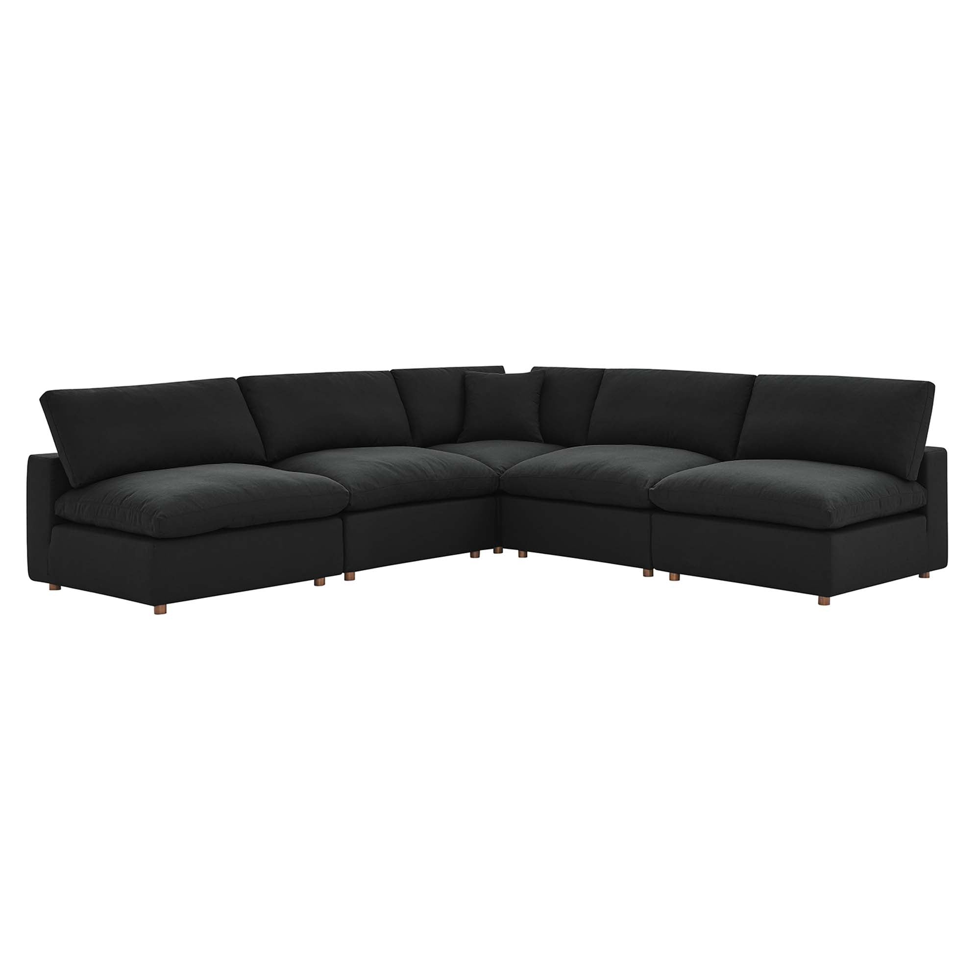 Commix 5-Piece Down Filled Overstuffed Armless Sectional Sofa - Black