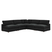 Commix 5-Piece Down Filled Overstuffed Armless Sectional Sofa - Black