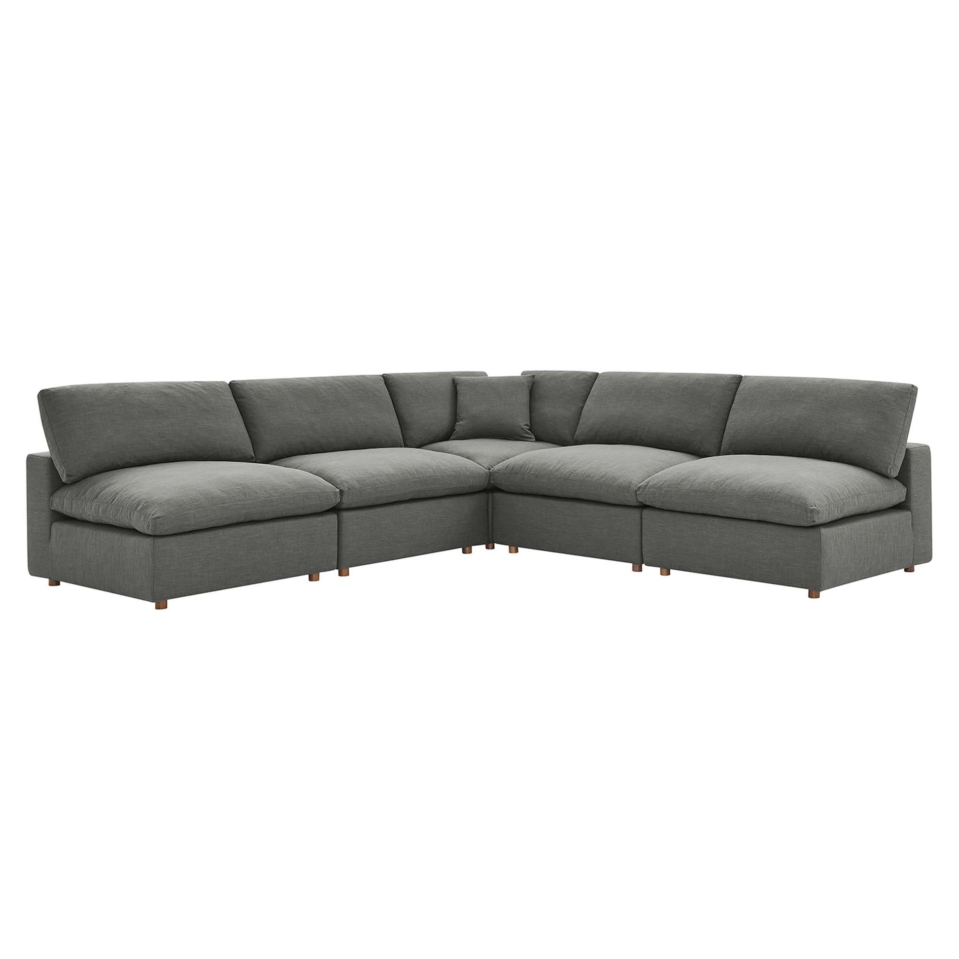 Commix 5-Piece Down Filled Overstuffed Armless Sectional Sofa