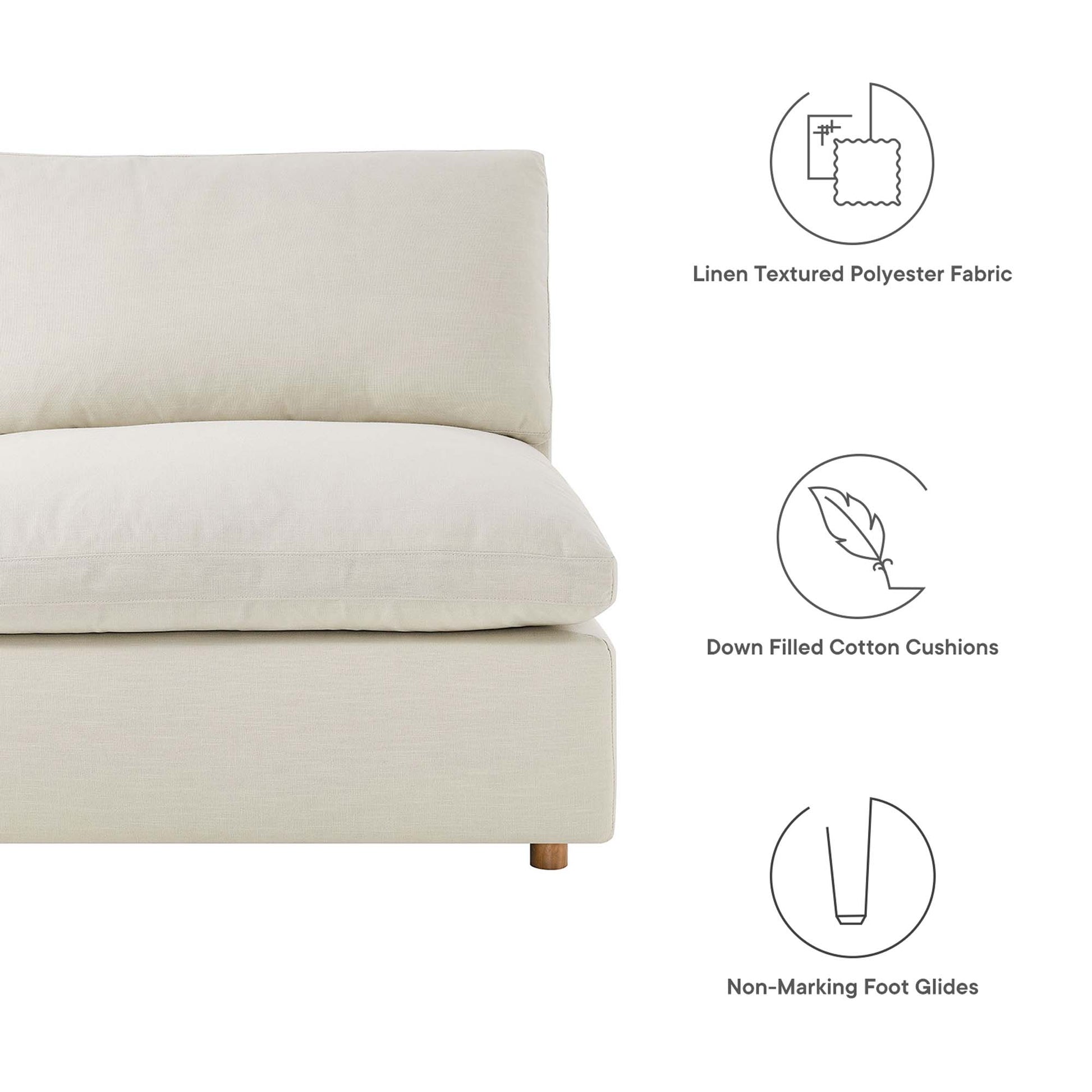 Commix 5-Piece Down Filled Overstuffed Armless Sectional Sofa