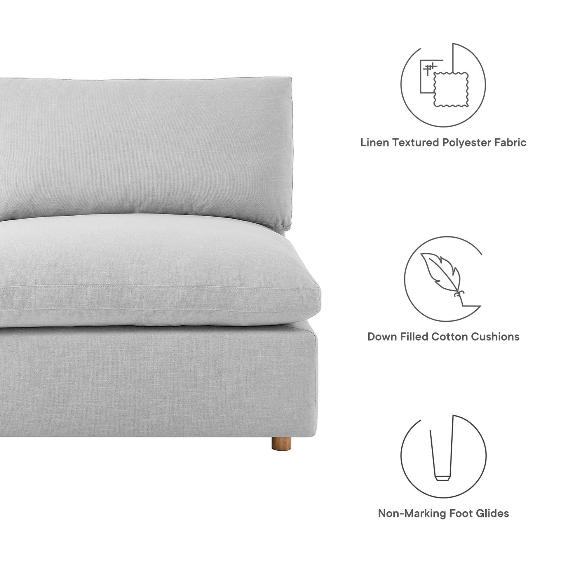 Commix 5-Piece Down Filled Overstuffed Armless Sectional Sofa