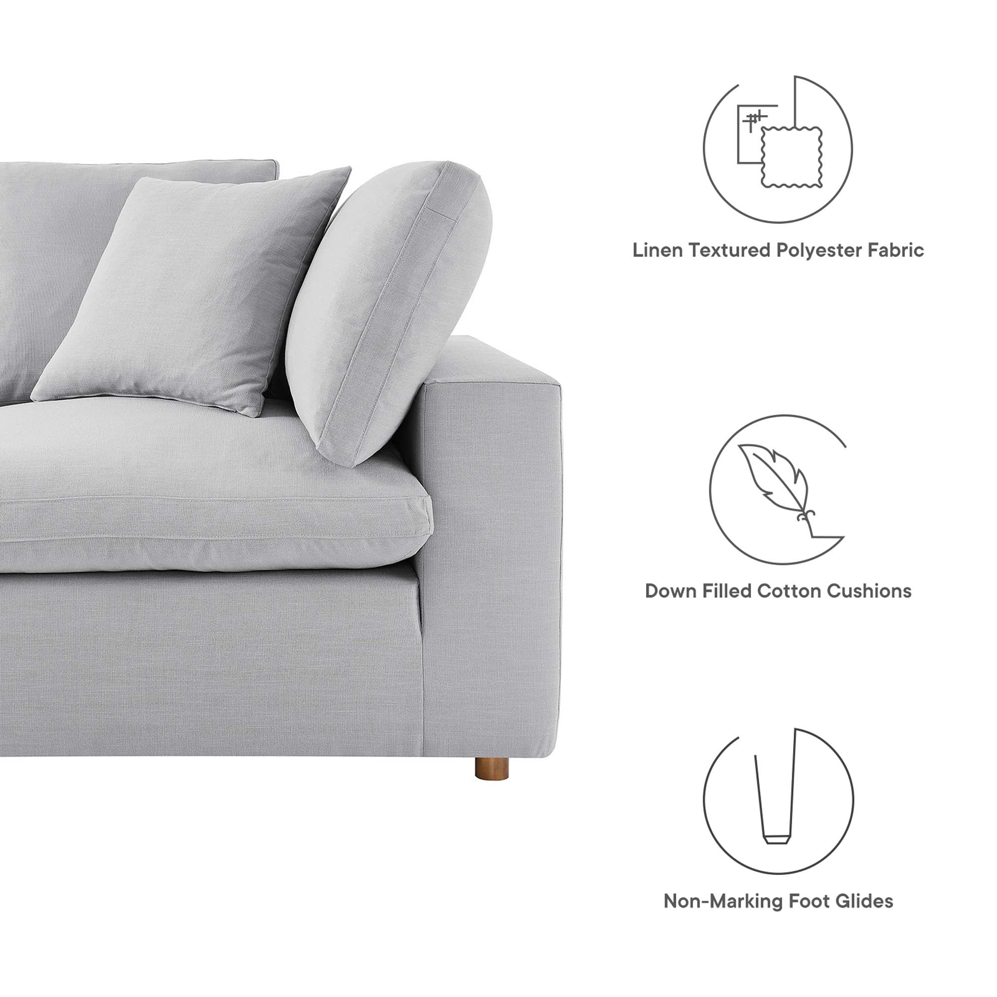 Commix 5-Piece Down Filled Overstuffed Armless Sectional Sofa