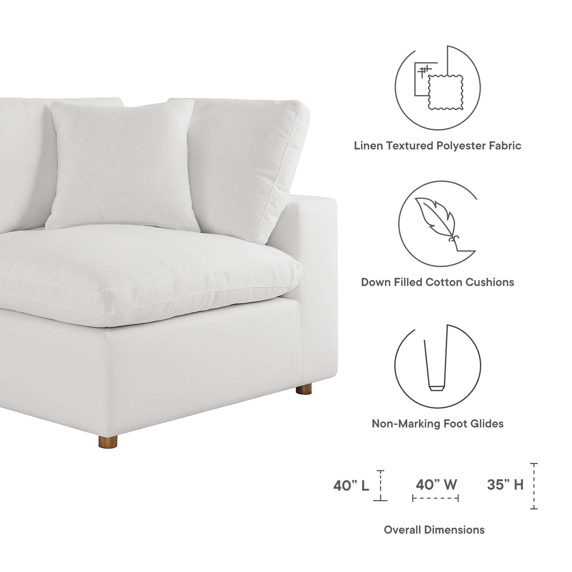 Commix 5-Piece Down Filled Overstuffed Armless Sectional Sofa