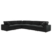 Commix 6 Piece Down Filled Overstuffed Sectional Sofa Set - Black