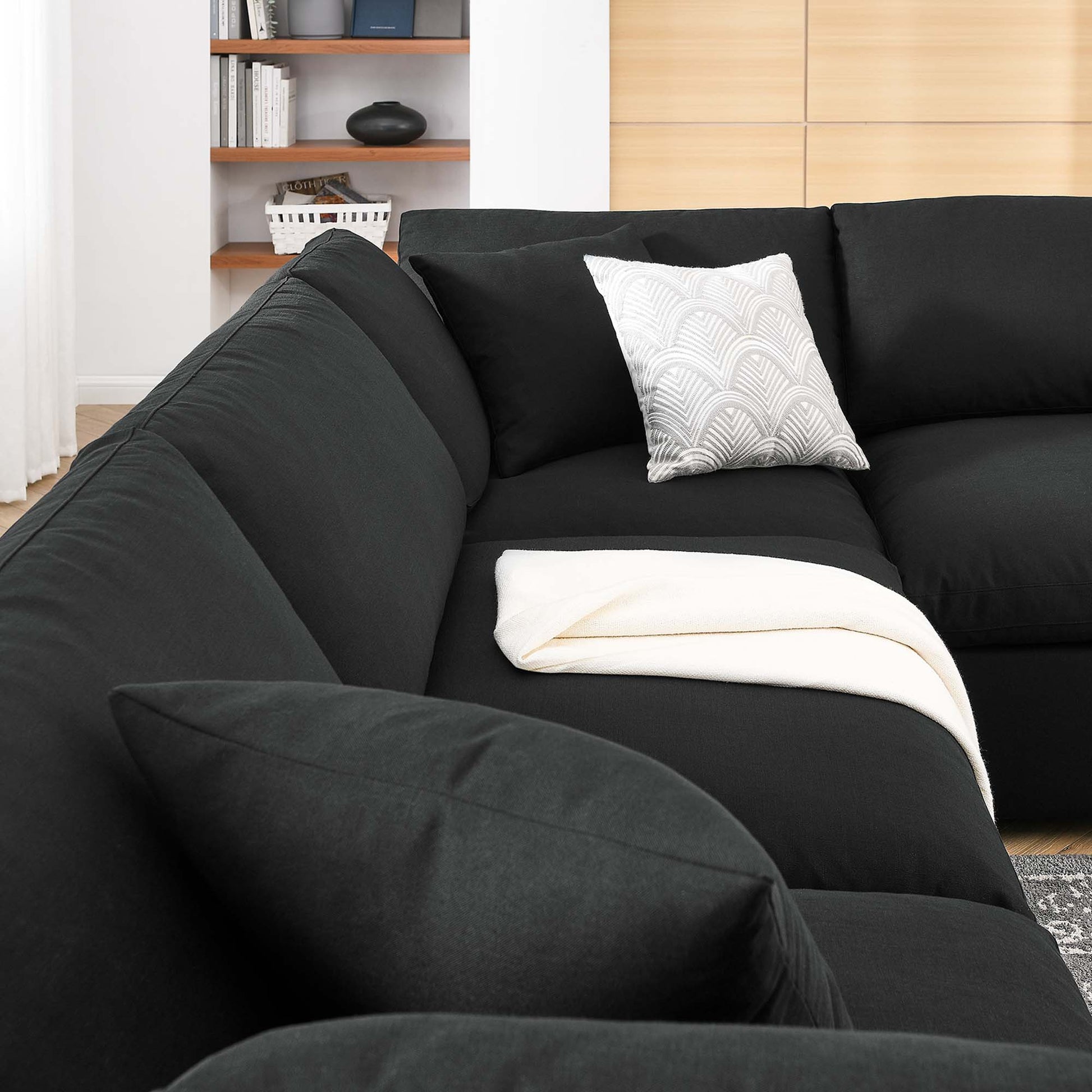 Commix 6 Piece Down Filled Overstuffed Sectional Sofa Set - Pure White
