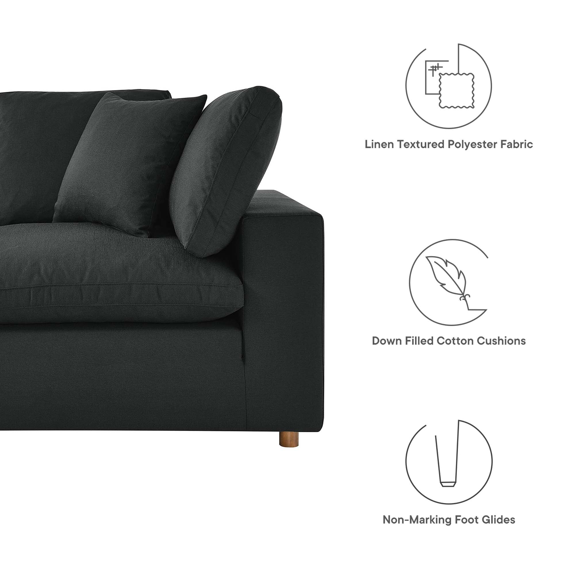 Commix 6 Piece Down Filled Overstuffed Sectional Sofa Set - Light Beige