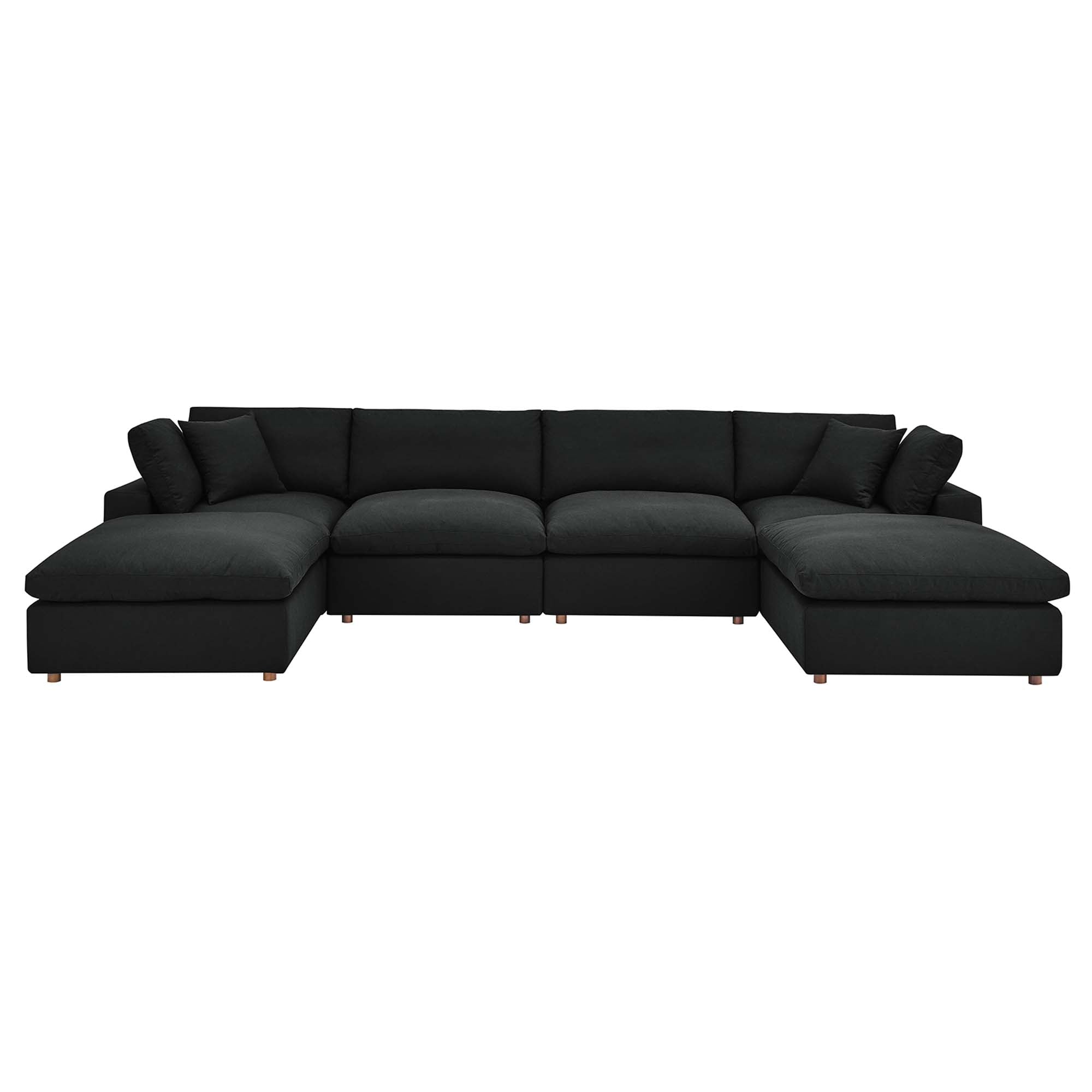 Commix 6-Piece Down Filled Overstuffed Sectional Sofa - Black