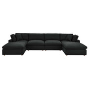 Commix 6-Piece Down Filled Overstuffed Sectional Sofa - Black