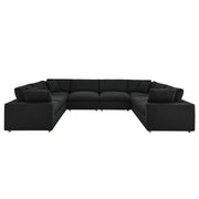 Commix 8-Piece Down Filled Overstuffed Sectional Sofa - Black