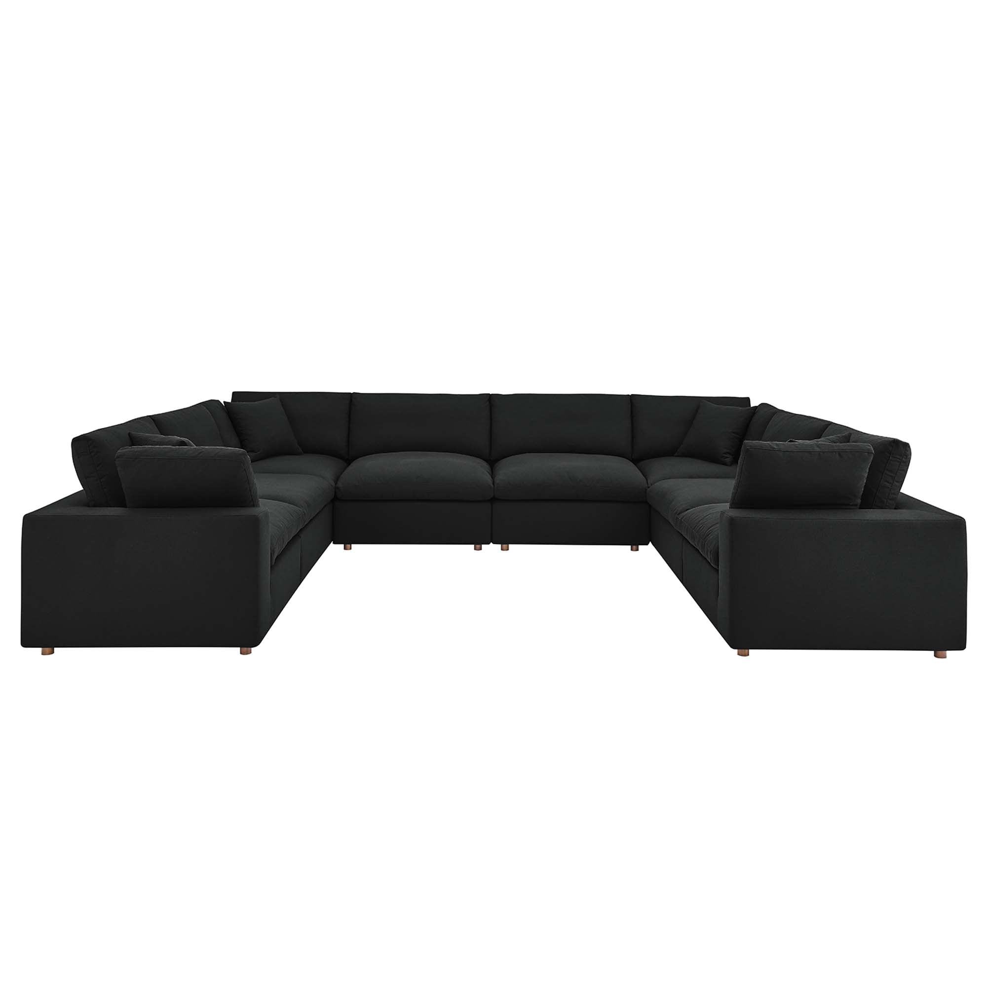 Commix 8-Piece Down Filled Overstuffed Sectional Sofa - Black