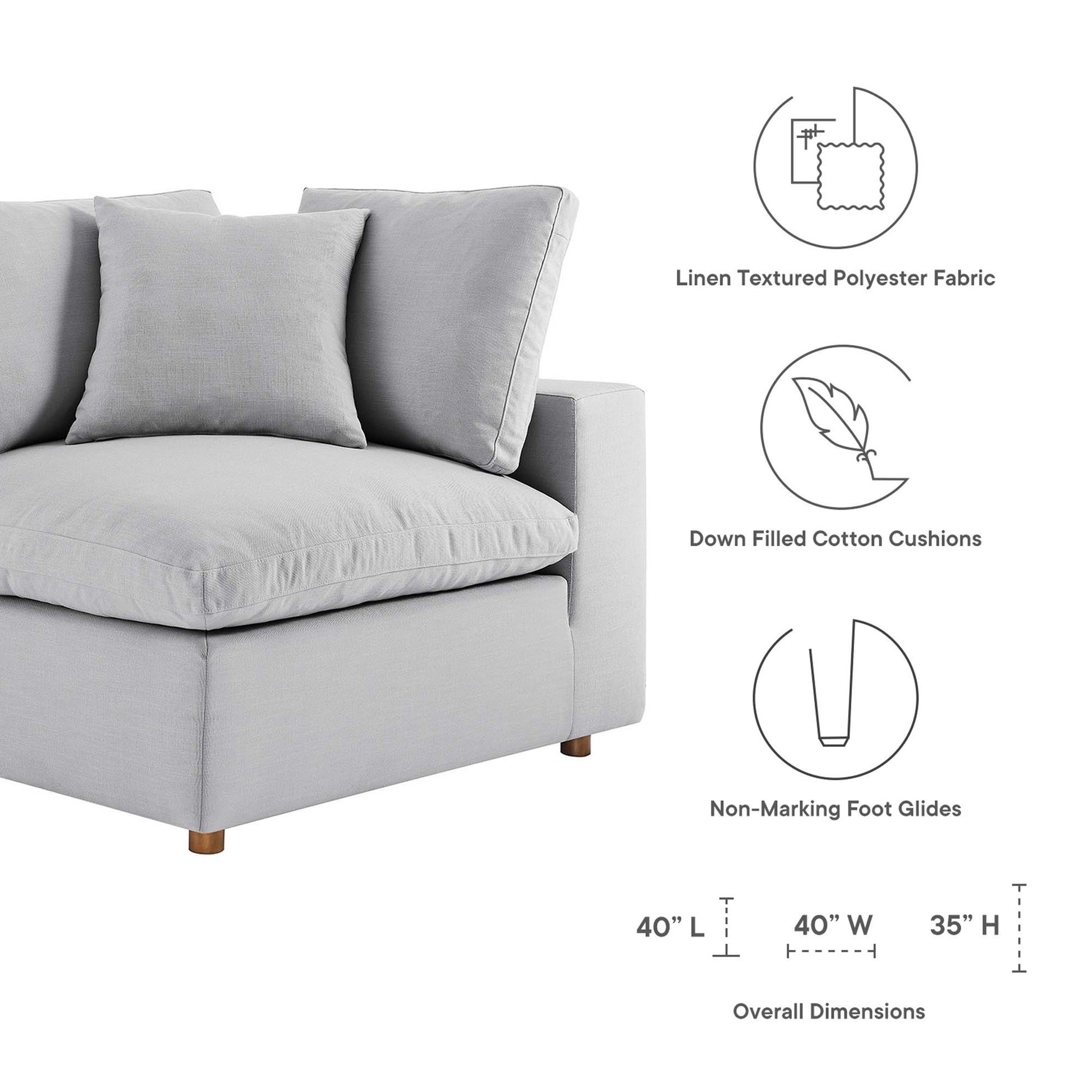 Commix 8-Piece Down Filled Overstuffed Sectional Sofa