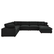 Commix 7-Piece Down Filled Overstuffed Sectional Sofa - Black