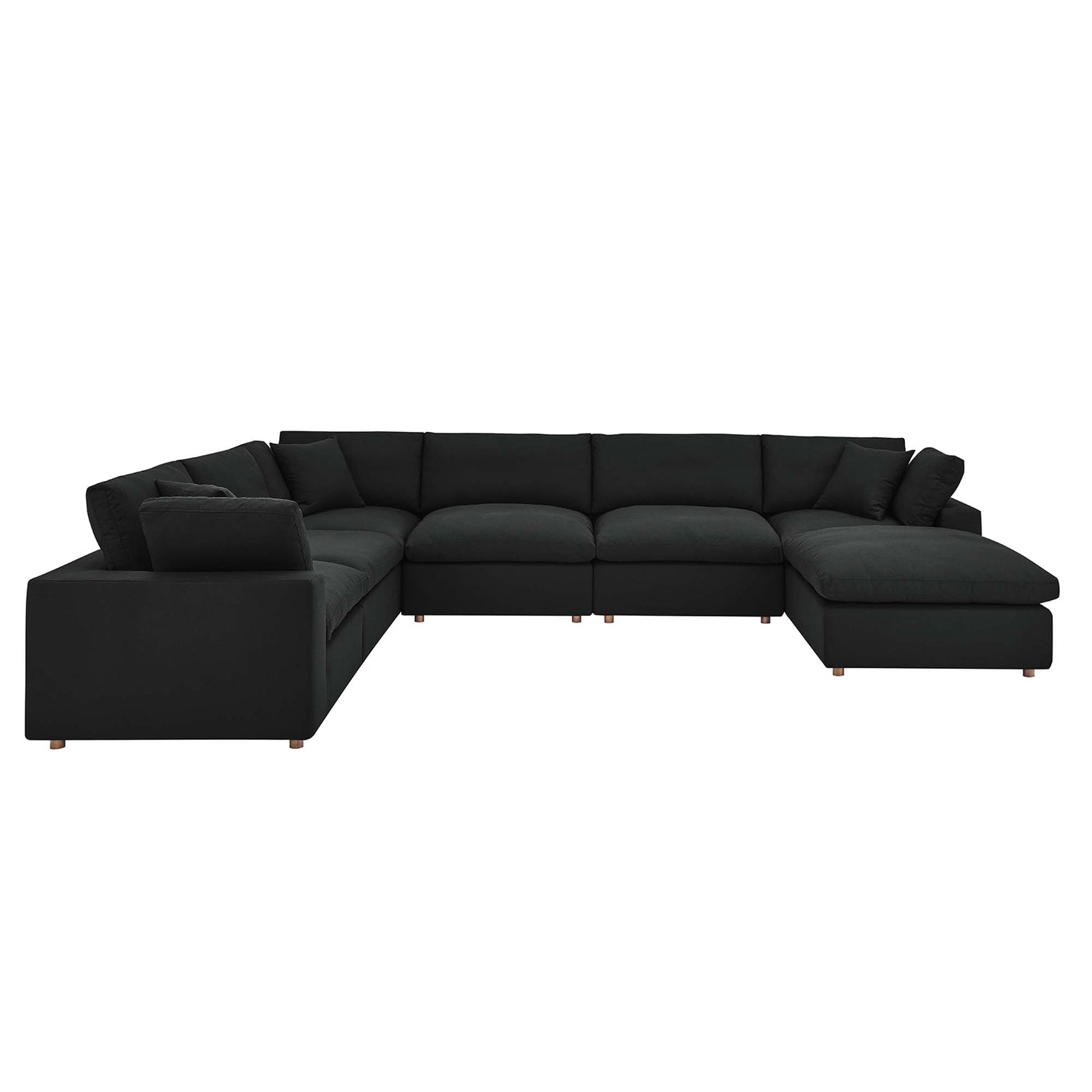 Commix 7-Piece Down Filled Overstuffed Sectional Sofa - Black