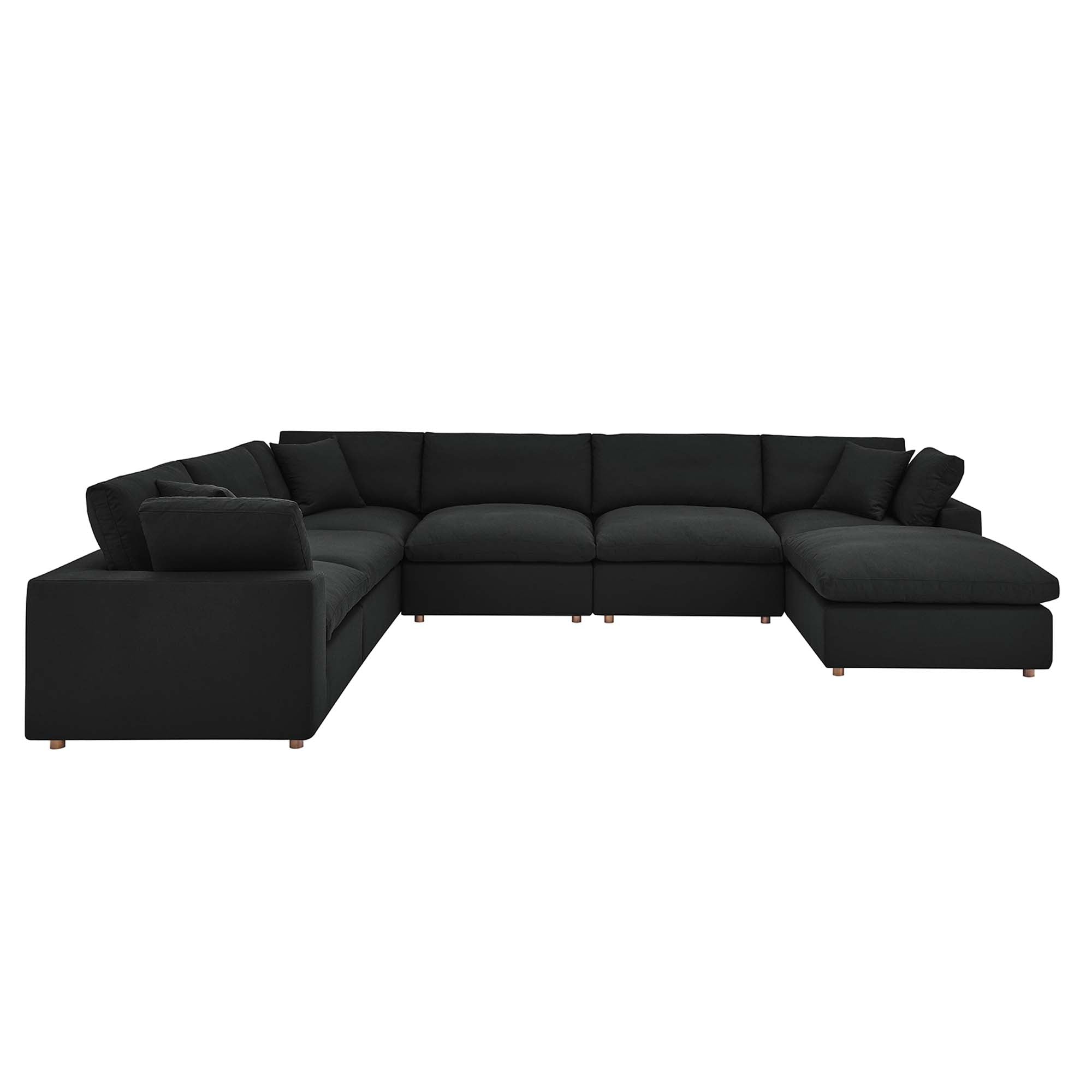 Commix 7-Piece Down Filled Overstuffed Sectional Sofa - Black