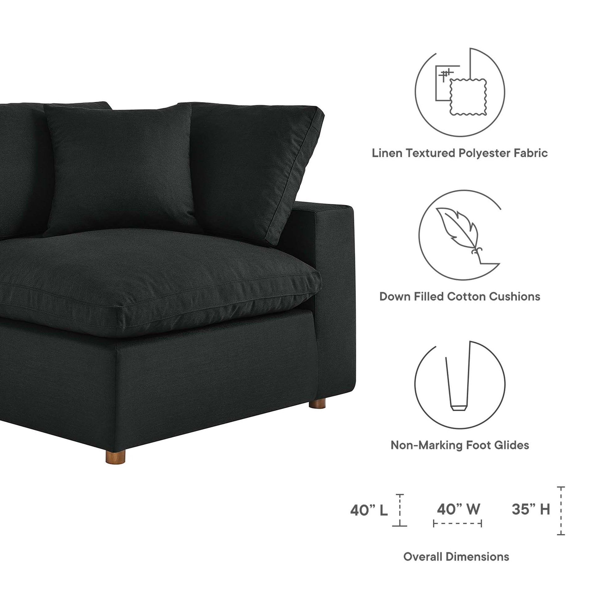 Commix 7-Piece Down Filled Overstuffed Sectional Sofa - Light Beige