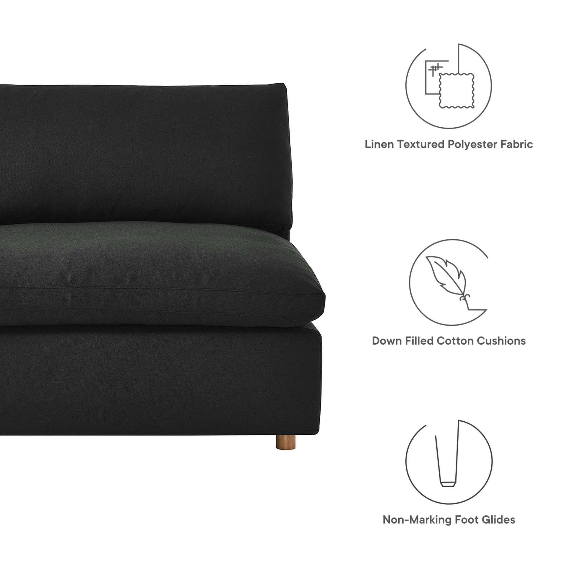 Commix 7-Piece Down Filled Overstuffed Sectional Sofa - Light Gray