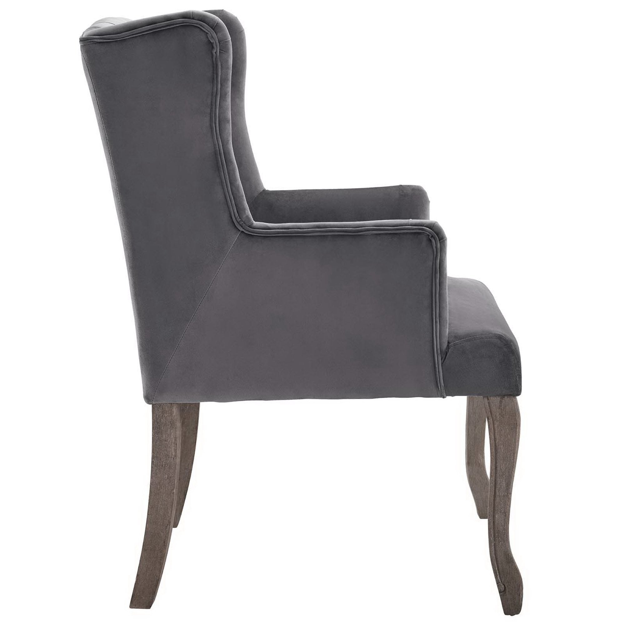 Realm French Vintage Dining Performance Velvet Armchair - Navy