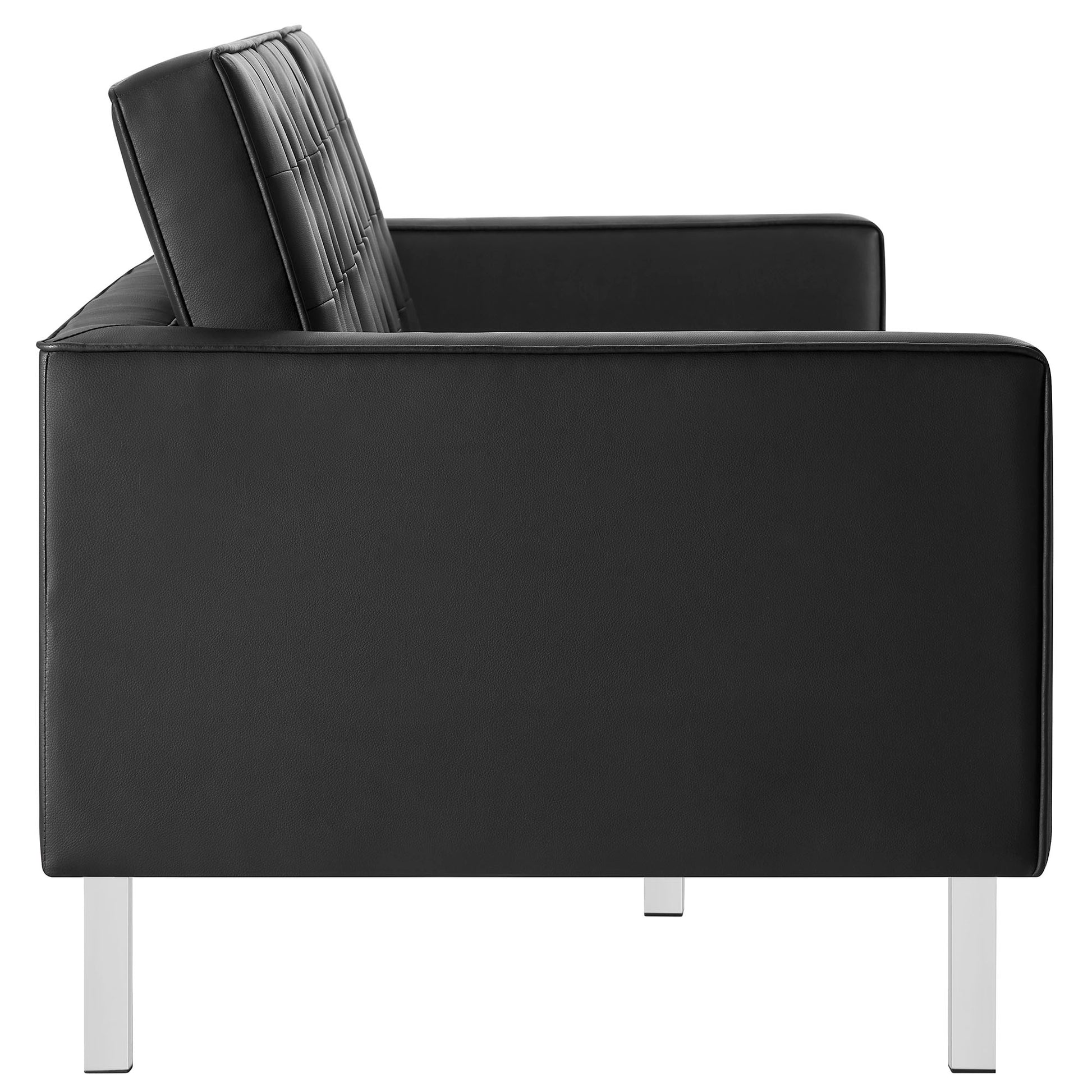 Loft Tufted Vegan Leather Sofa - Silver White