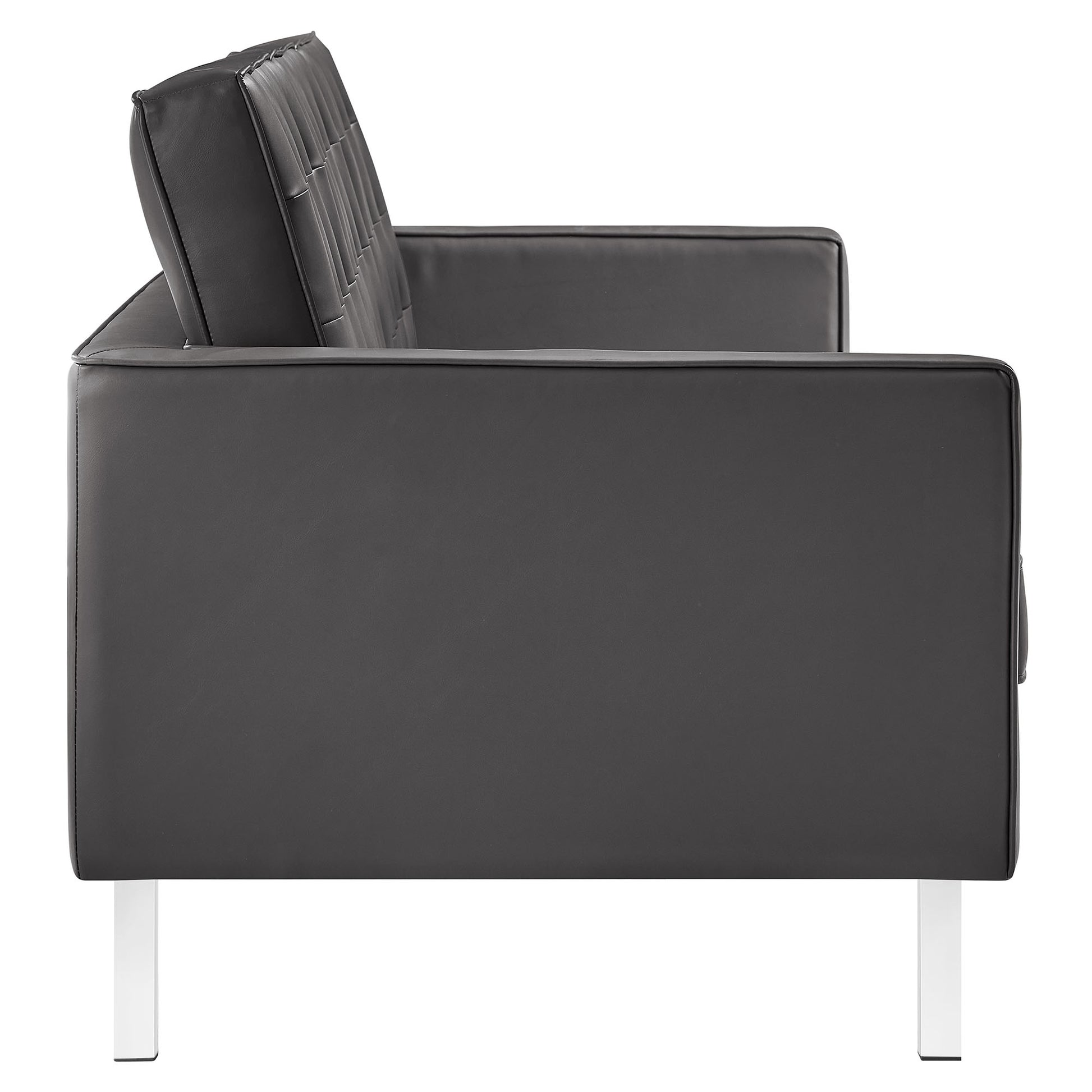 Loft Tufted Vegan Leather Sofa and Ottoman Set