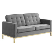 Loft Gold Stainless Steel Leg Performance Velvet Loveseat - Gold Gray