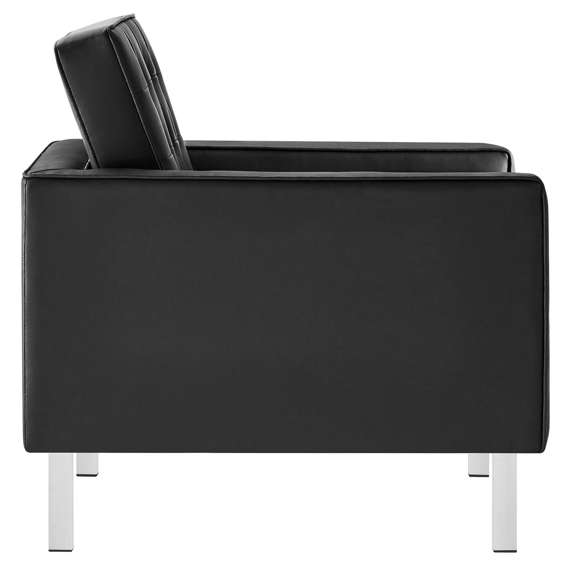 Loft Tufted Vegan Leather Armchair - Silver White