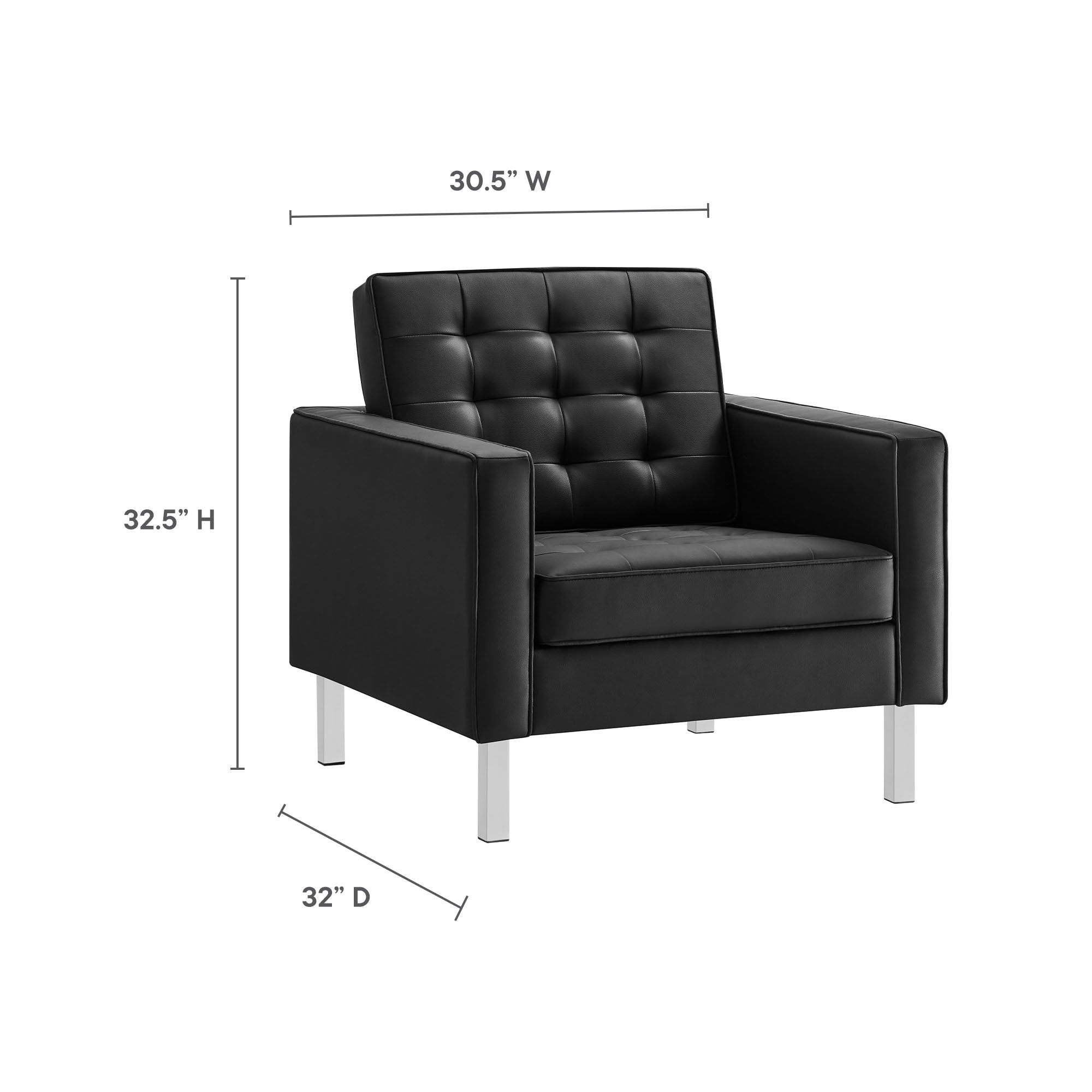 Loft Tufted Vegan Leather Armchair - Silver Tan
