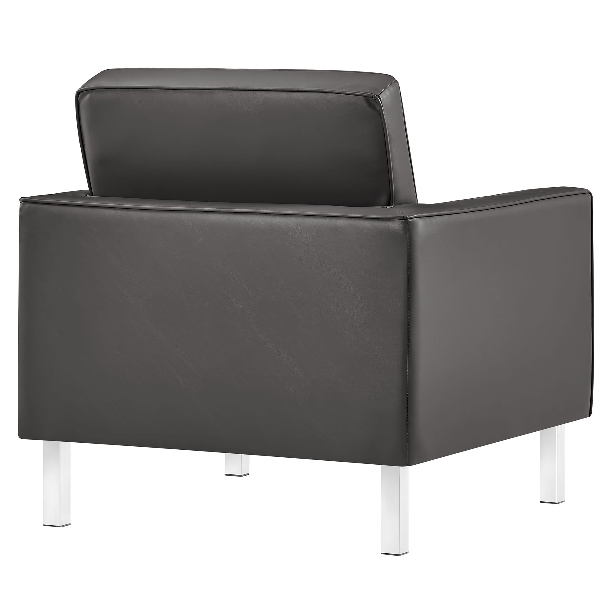 Loft Tufted Vegan Leather Armchair and Ottoman Set
