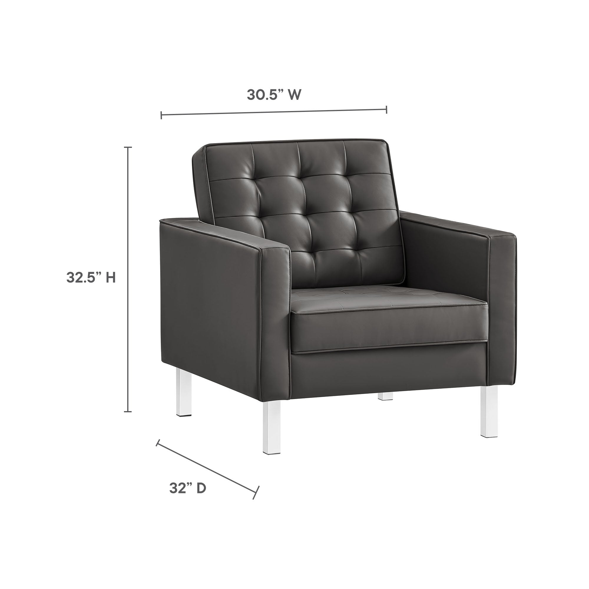 Loft Tufted Vegan Leather 3-Piece Furniture Set