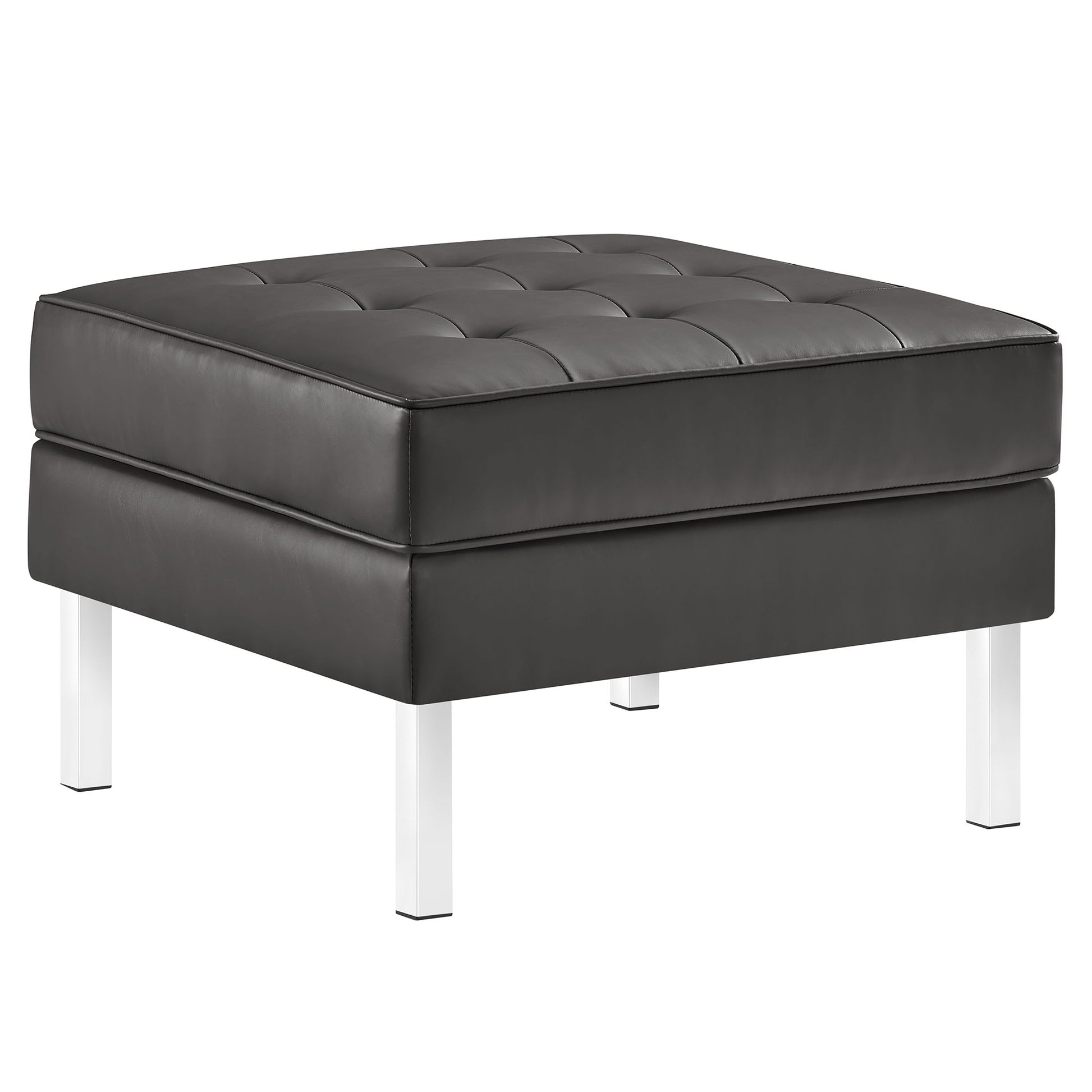 Loft Tufted Vegan Leather Armchair and Ottoman Set