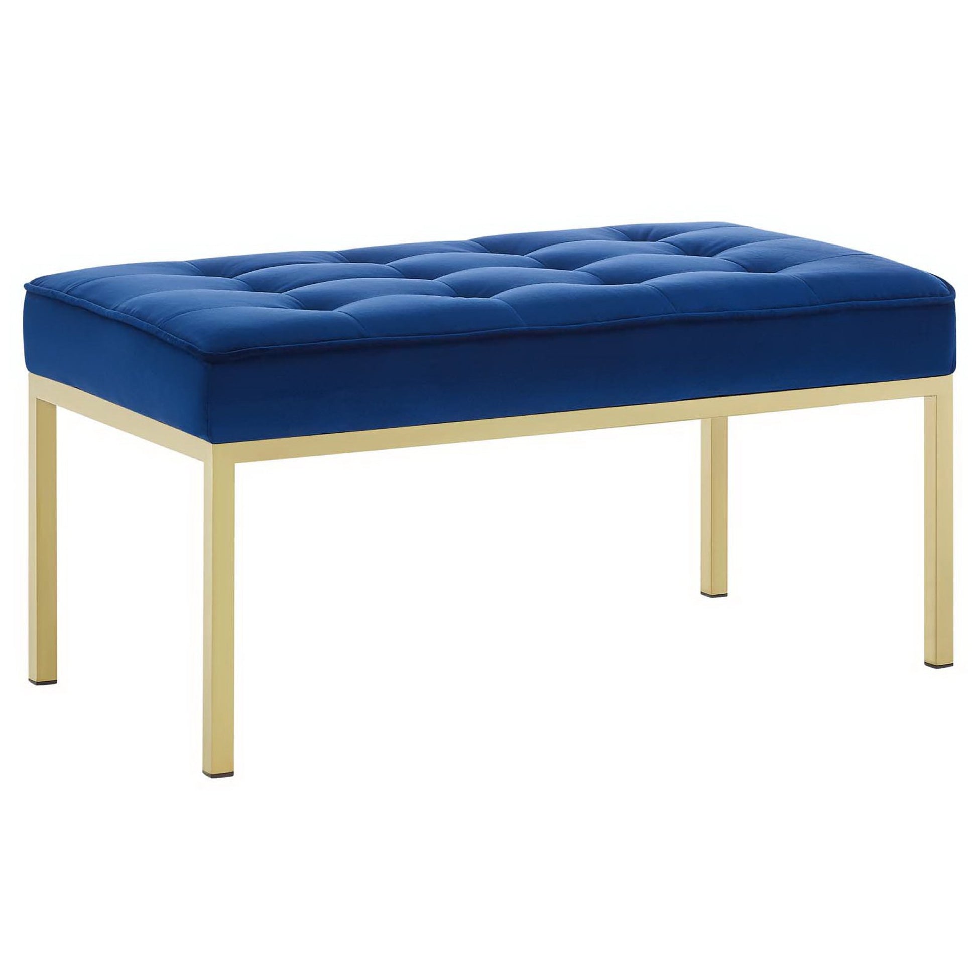 Loft Gold Stainless Steel Leg Medium Performance Velvet Bench - Gold Navy