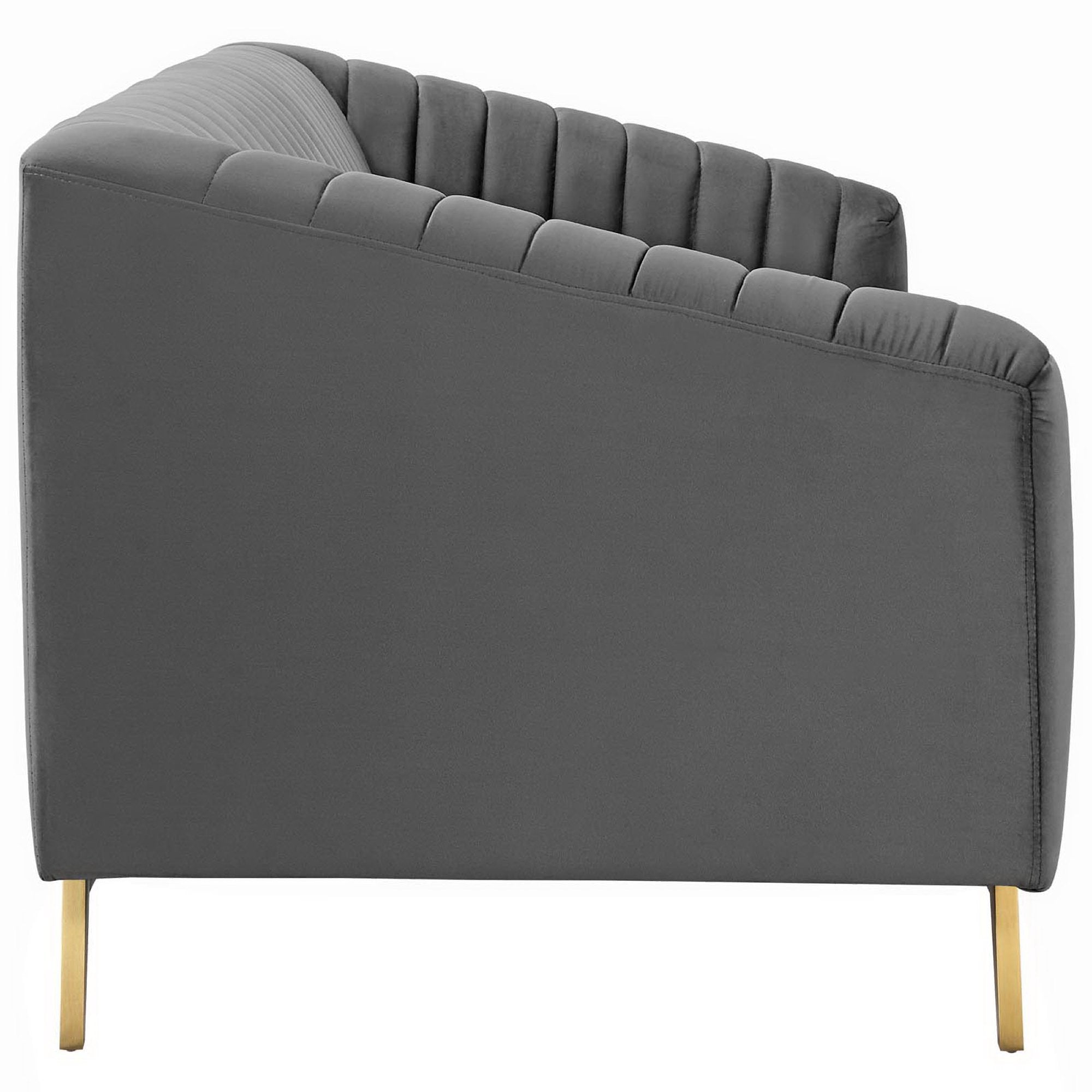 Valiant Vertical Channel Tufted Performance Velvet Sofa - Navy