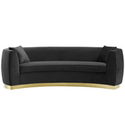 Resolute Curved Performance Velvet Sofa - Black