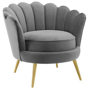 Admire Scalloped Edge Performance Velvet Accent Armchair - Gray